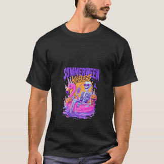 Vrouwen Zomer Vibes Skelet Pompoen Spooky Va T-shirt