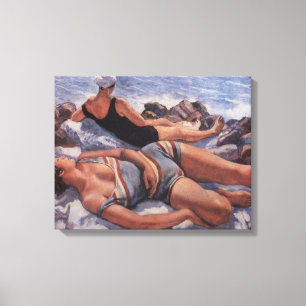 Vrouwen Zonnebaden op het strand (door Serebriakov Canvas Afdruk
