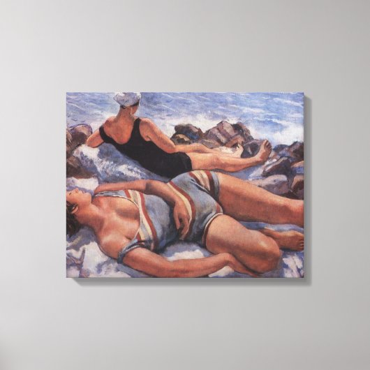 Vrouwen Zonnebaden op het strand (door Serebriakov Canvas Afdruk (Voorkant)