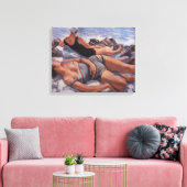 Vrouwen Zonnebaden op het strand (door Serebriakov Canvas Afdruk (Insitu (Woonkamer))