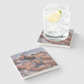 Vrouwen Zonnebaden op het strand (door Serebriakov Stenen Onderzetter (Zijkant)