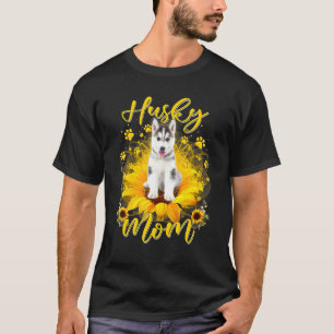 Vrouwen Zonnebloem Husky Moeder Hond Moederdag T-shirt
