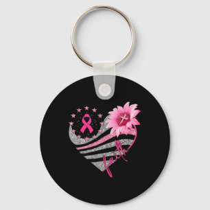 Vrouwen Zonnebloem Roze Lint Geloof Borstkanker A Sleutelhanger
