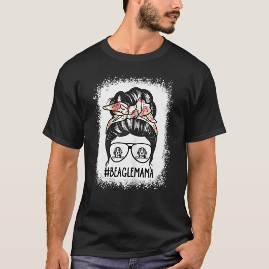 Vrouwen Zonnebril Beagle Moeder Messy Bun Haar Gla T-shirt (Voorkant)