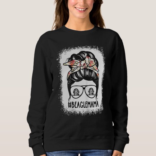 Vrouwen Zonnebril Beagle Moeder Messy Bun Haar Gla Trui (Voorkant)