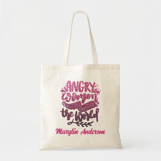 VROUWEN ZULLEN DE WERELDGLITTERTYPOGRAFIE VERANDER TOTE BAG (Voorkant)