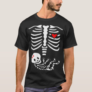 Vrouwen Zwangere mam Halloween Baby Skeleton T-shirt