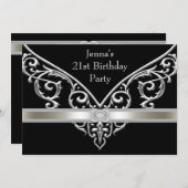 Vrouwen Zwart 21ste verjaardagsfeest Kaart (Voorkant / Achterkant)