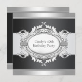 Vrouwen zwart 40ste verjaardag kaart (Voorkant / Achterkant)