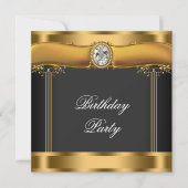 Vrouwen zwart en goud verjaardagsfeestje kaart (Voorkant)