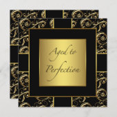 Vrouwen Zwart en Goud Verjaardagsfeestuitnodiginge Kaart (Voorkant / Achterkant)