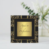 Vrouwen Zwart en Goud Verjaardagsfeestuitnodiginge Kaart (Staand voorkant)