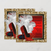 Vrouwen Zwart en Rode Hoge Hakken Verjaardagsfeest Kaart (Voorkant / Achterkant)