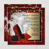 Vrouwen Zwart en Rode Hoge Hakken Verjaardagsfeest Kaart (Voorkant / Achterkant)