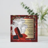 Vrouwen Zwart en Rode Hoge Hakken Verjaardagsfeest Kaart (Staand voorkant)