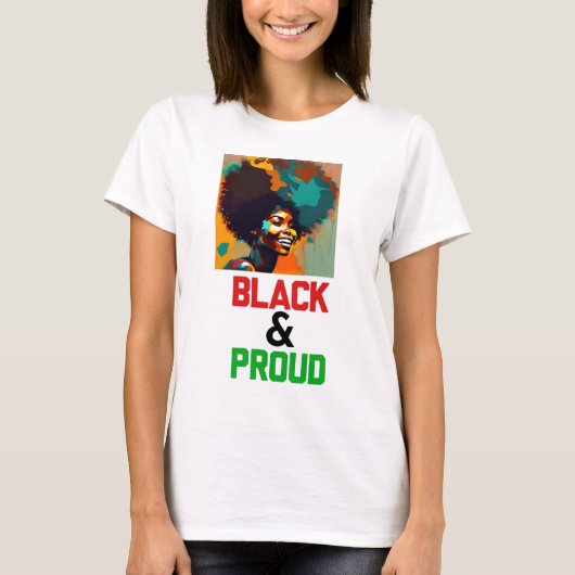 Vrouwen zwart en trots t-shirt (Voorkant)
