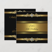 Vrouwen Zwart Goud 50ste Verjaardagsfeest Kaart (Voorkant / Achterkant)