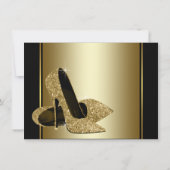 Vrouwen Zwart Goud High Heels Verjaardagsfeest Kaart (Achterkant)