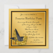 Vrouwen Zwart Goud Verrassing 60e Verjaardagsfeest Kaart (Achterkant)