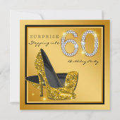 Vrouwen Zwart Goud Verrassing 60e Verjaardagsfeest Kaart (Voorkant)