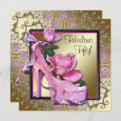 Vrouwen Zwart Roze Goud 50ste Verjaardagsfeest Kaart (Voorkant / Achterkant)