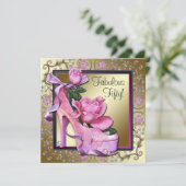 Vrouwen Zwart Roze Goud 50ste Verjaardagsfeest Kaart (Staand voorkant)