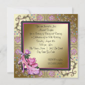 Vrouwen Zwart Roze Goud 50ste Verjaardagsfeest Kaart (Achterkant)