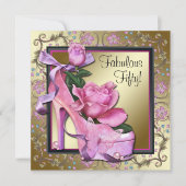 Vrouwen Zwart Roze Goud 50ste Verjaardagsfeest Kaart (Voorkant)