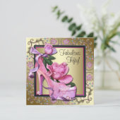 Vrouwen Zwart Roze Goud 50ste Verjaardagsfeest Kaart (Staand voorkant)