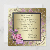 Vrouwen Zwart Roze Goud 50ste Verjaardagsfeest Kaart (Achterkant)