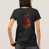 Vrouwen zwart T-shirt met zeilboot (Just Sail) (Achterkant)