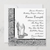 Vrouwen zwart-wit verjaardagsfeest kaart (Achterkant)