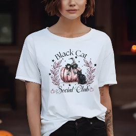 Vrouwen Zwarte Kat Sociale Club Halloween T-shirt