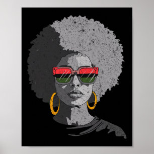 Vrouwen Zwarte Koningin Afro Melanin Gezicht Drupp Poster