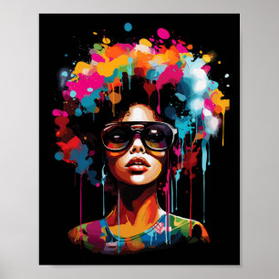 Vrouwen Zwarte Koningin Druppelen Afro Melanine Ju Poster
