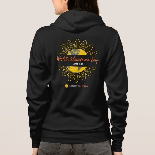 Vrouwen Zwarte Zip - Wereld Scleroderma Dag Hoodie (Achterkant)