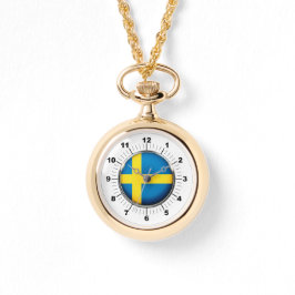 Vrouwen Zweden Vlag Wraparound Gold Watch Horloge