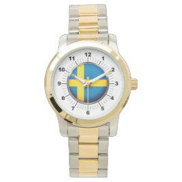 Vrouwen Zweedse vlag oversized twee-tonige horloge