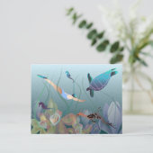 Vrouwen zwemmen onderwater met schildpad briefkaart (Staand voorkant)