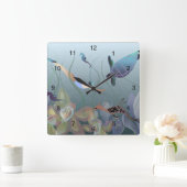 Vrouwen zwemmen onderwater met schildpad vierkante klok (Huis)