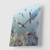 Vrouwen zwemmen onderwater met schildpad vierkante klok (Hoek)