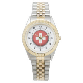 Vrouwen Zwitserland Vlag Two-Tone Horloge