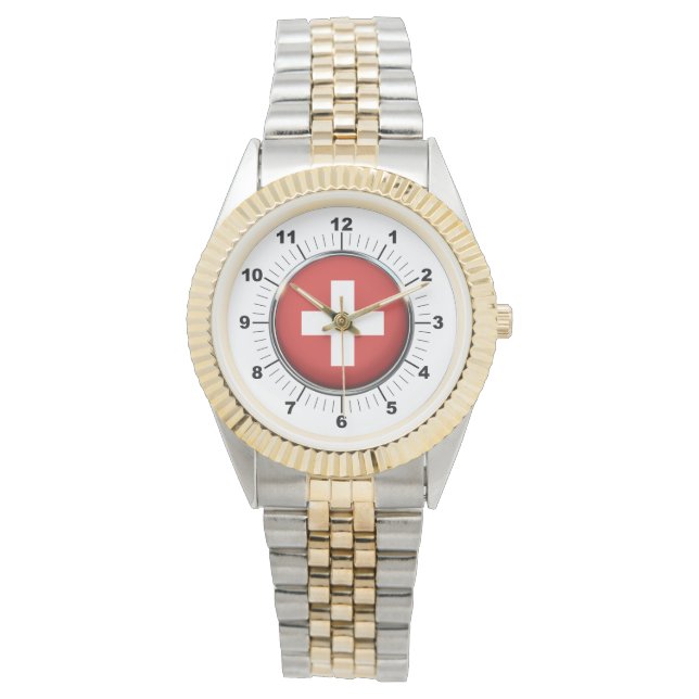 Vrouwen Zwitserland Vlag Two-Tone Horloge (Voorkant)