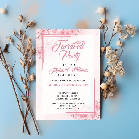 Vrouwenafscheidsfeest Elegant Roze Bloemen Kaart