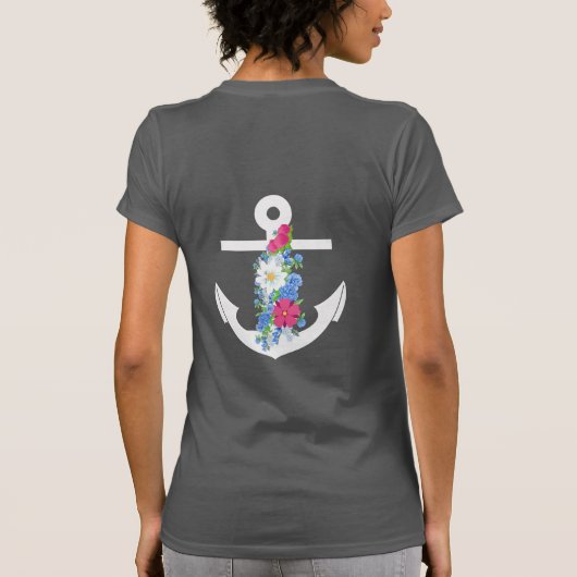 Vrouwenbasissanker met bloemen T-shirt (Achterkant)