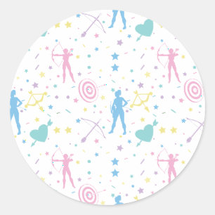 Vrouwenboogschieten - Archer Bow Arrow Ronde Sticker