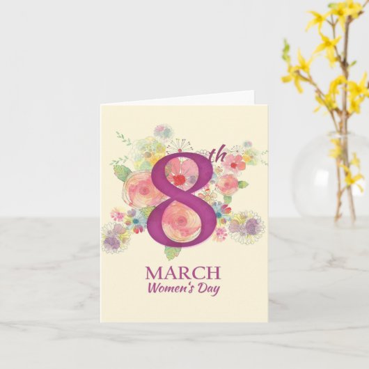 Vrouwendag 8 maart kaart (Gele Bloem)
