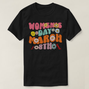 Vrouwendag 8 maart Retro Flower Power T-shirt
