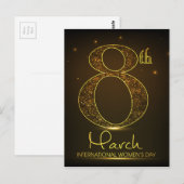 Vrouwendag in zwart en goud briefkaart (Voorkant / Achterkant)