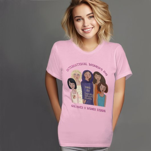 Vrouwendag | Meisje power roze T-shirt